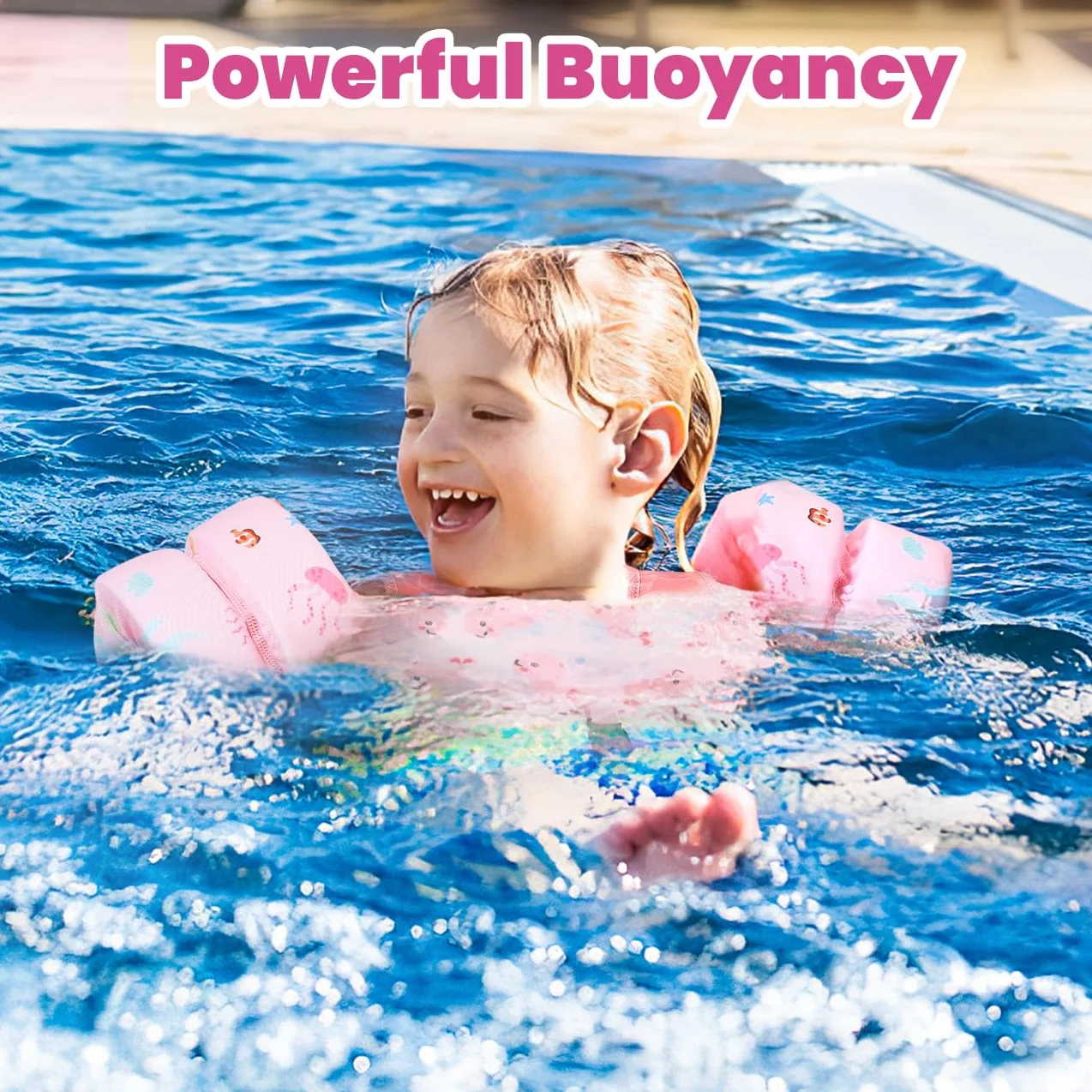 HeySplash Chaleco de Natación para Niños, Traje de Baño Flotante con Correa Ajustable para Pequeños de 6-15kg Aprender a Nadar, Flotador de Brazo de Piscina con Silbato, Ballena Rosa