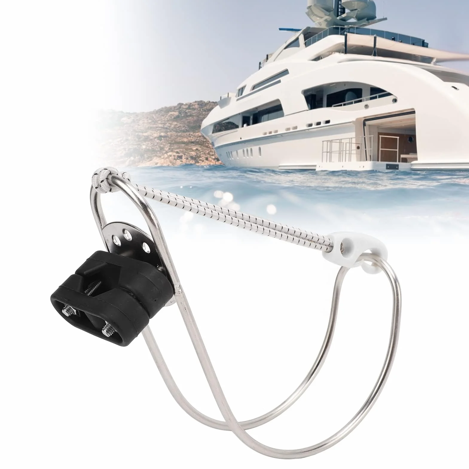 Soporte de Herradura Salvavidas Soporte de Aro Salvavidas Marino con Ajuste de Ángulo Flexible Pulido Metálico para Barco