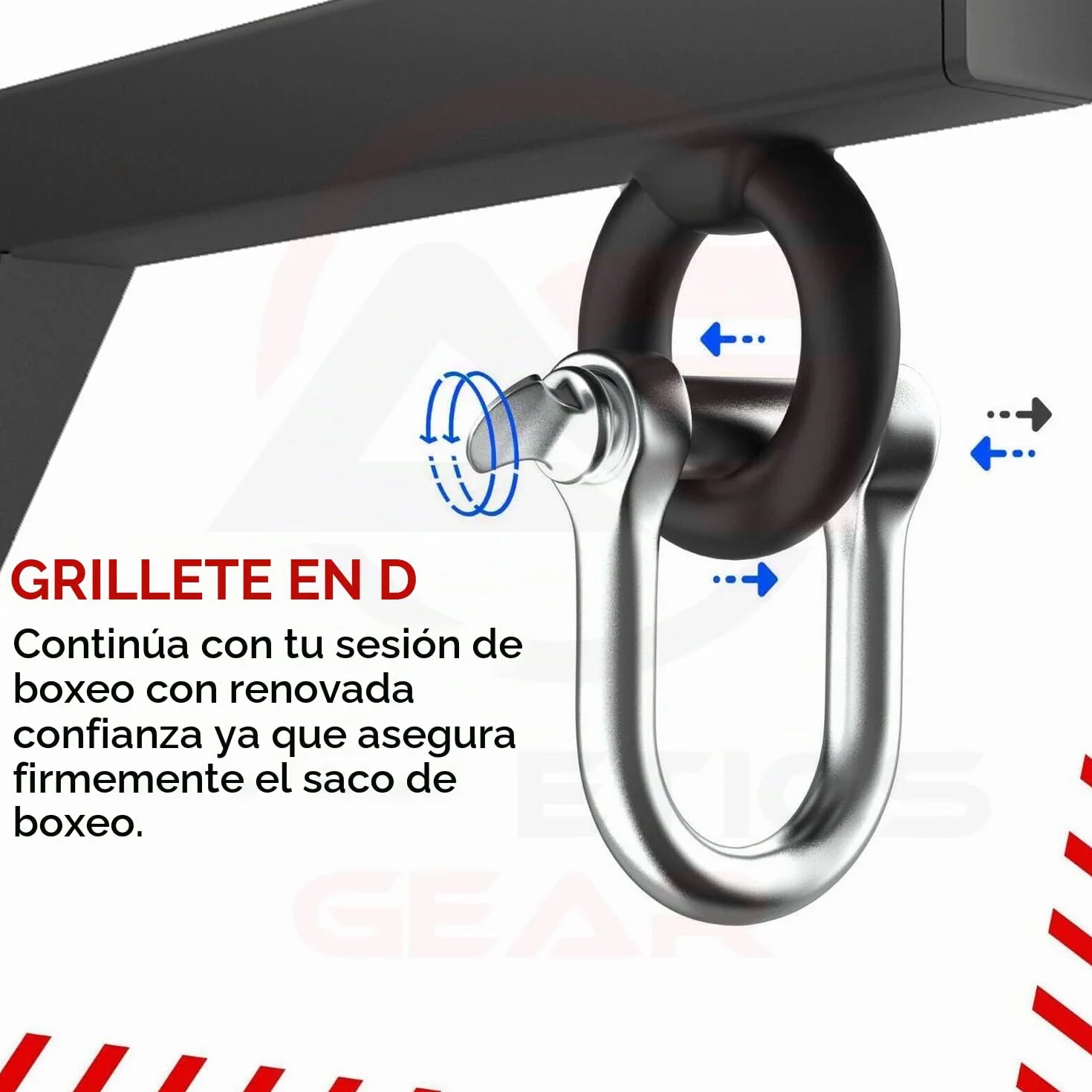 Athletics Gear Soporte para Saco de Boxeo de Pared 30 cm Hierro Calibre 16 Grillete en D Giratorio