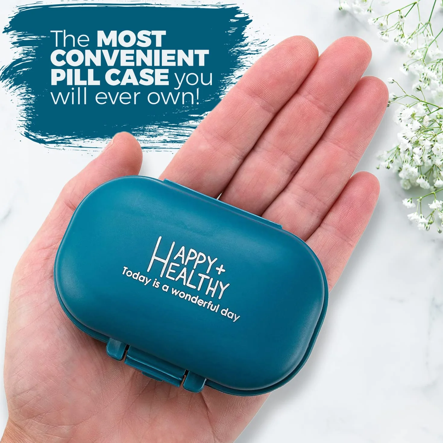 Organizador de pastillas caja cuatro compartimientos para vitaminas uso diario bolsillo cartera