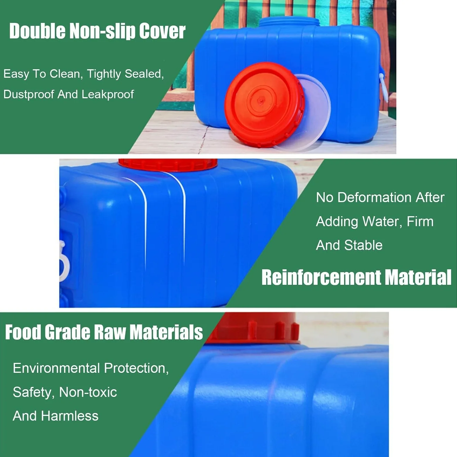 Cubo de plástico Cuadrado para Camping de 45L/75L/100L, contenedor de Agua para Coche, Color Azul, Apto para Uso alimentario, con Tapa y asa, Barril de Agua Multifuncional.