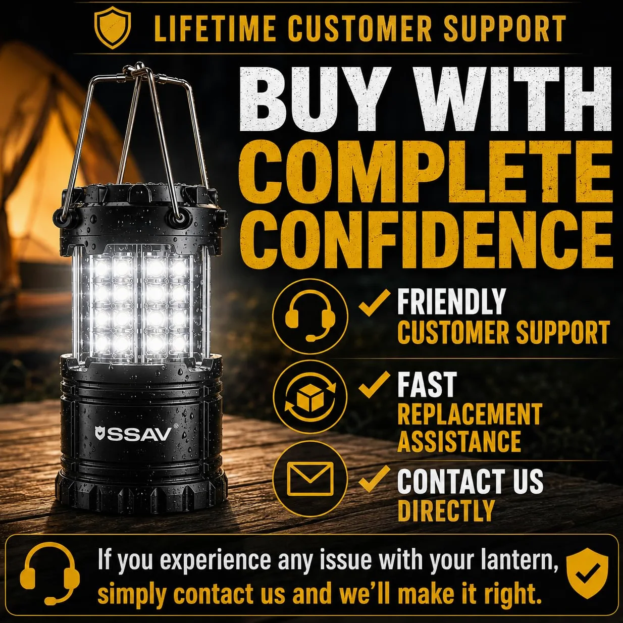 SSAV Paquete de 2 faroles LED de camping, linternas de emergencia para cortes de energía y preparación para huracanes, luces de supervivencia portátiles plegables para camping, tormentas y emergencias
