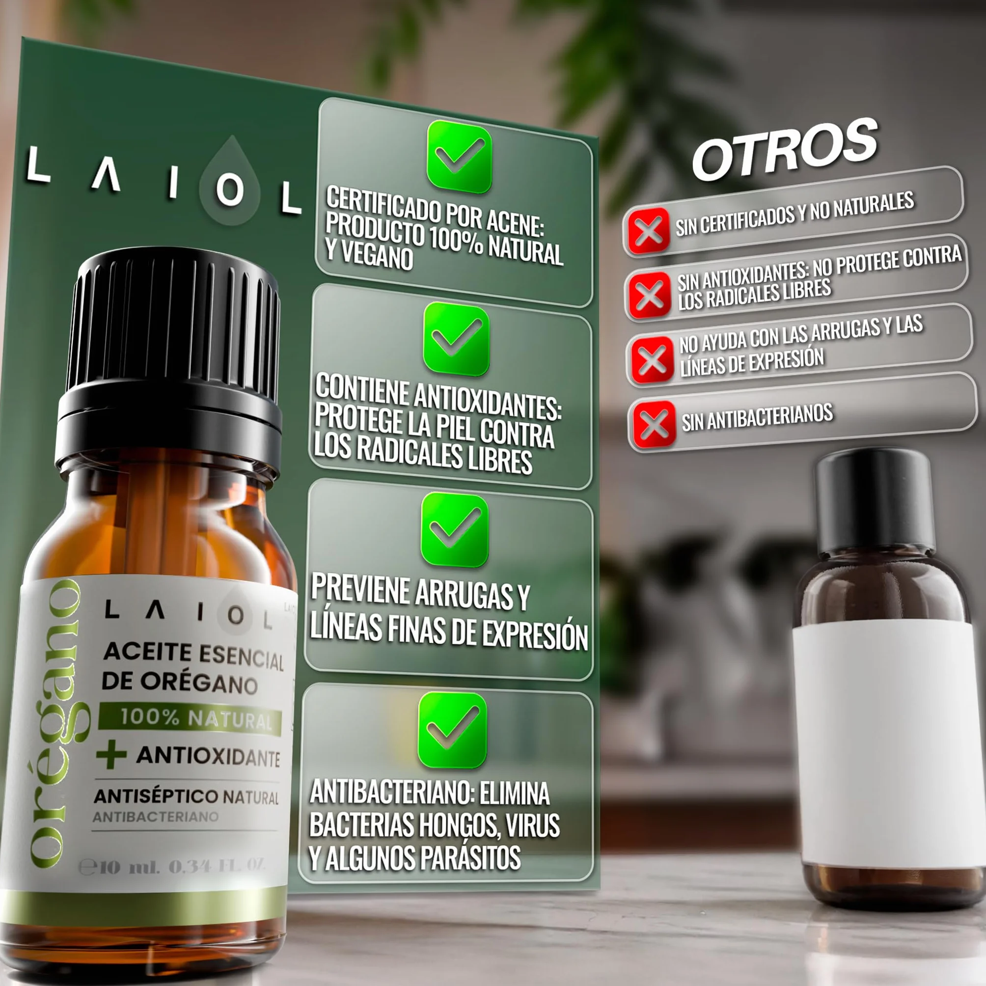 Aceite Esencial de Orégano Puro 10 ml 100% Natural con Carvacrol Orgánico