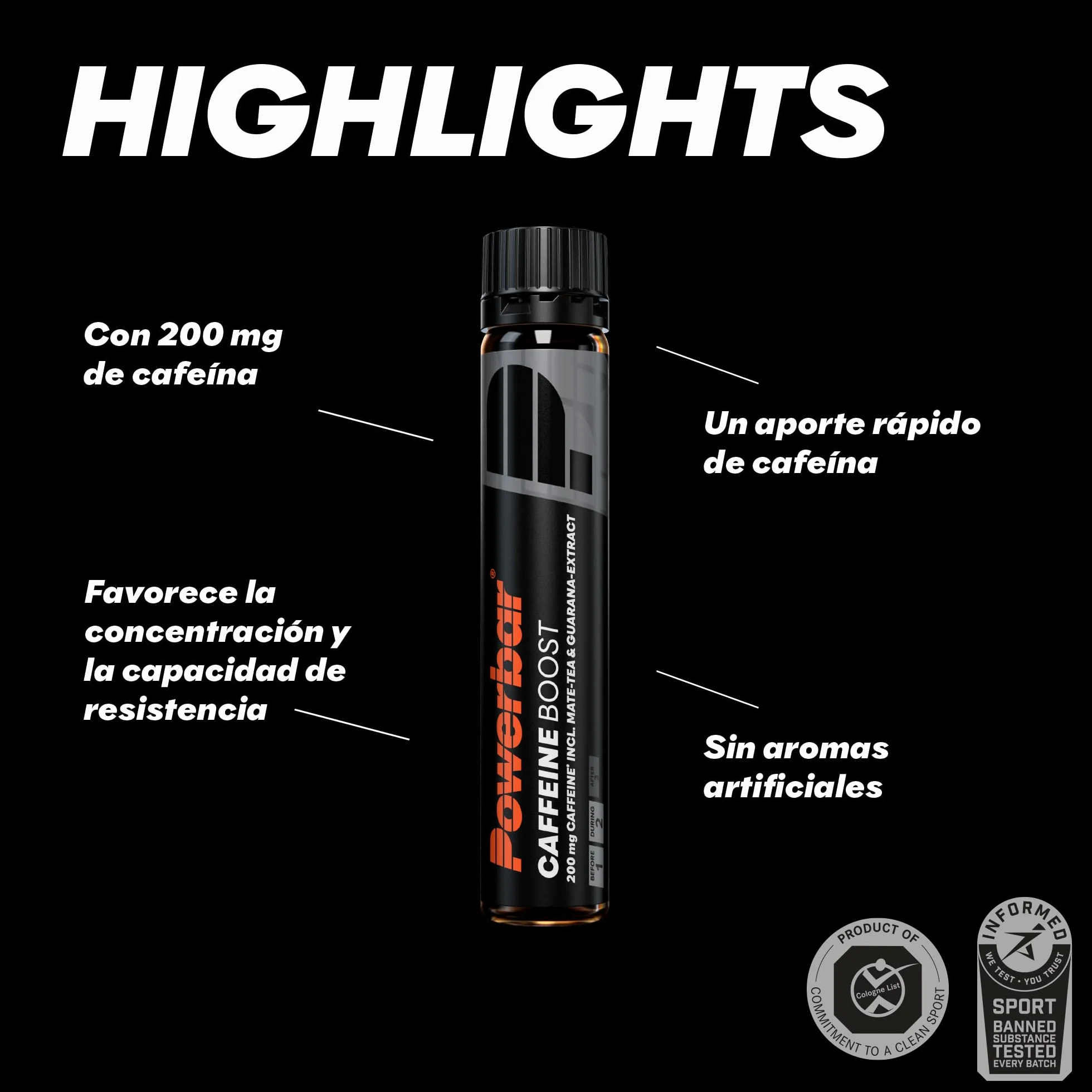 Powerbar Black Line Caffeine Boost 20x25ml 200mg de cafeína