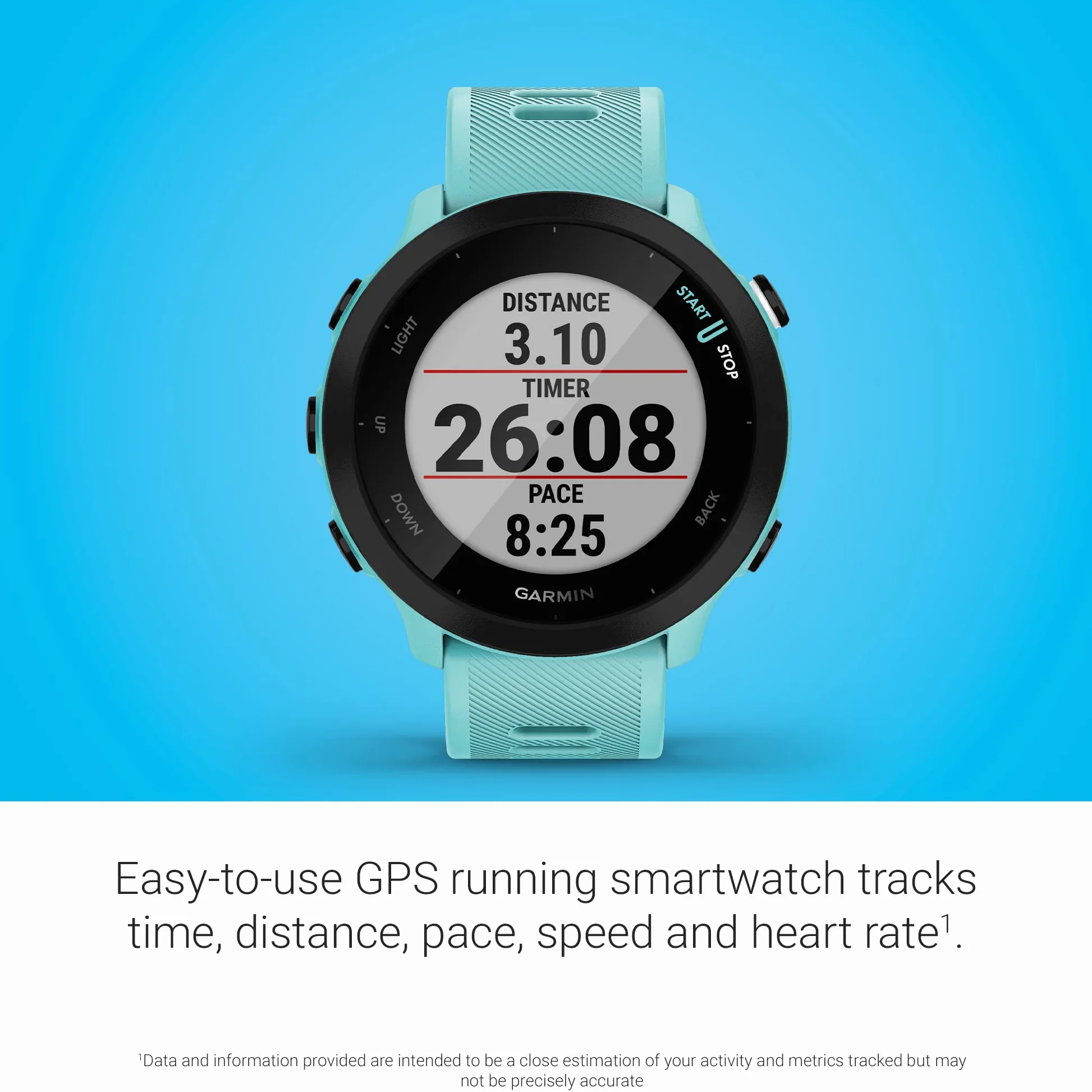 Garmin Forerunner 55, reloj de correr GPS - Aqua (Reacondicionado)