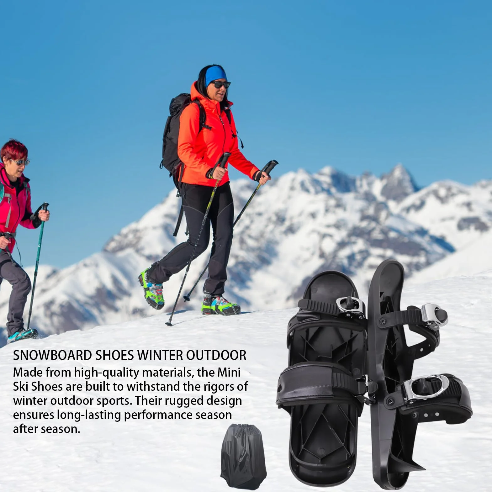Patines de esquí para adultos, zapatos de esquí cortos de invierno para exteriores, raquetas de nieve antideslizantes para principiantes, viajes, adultos, profesionales, hombres, atletas, actividades