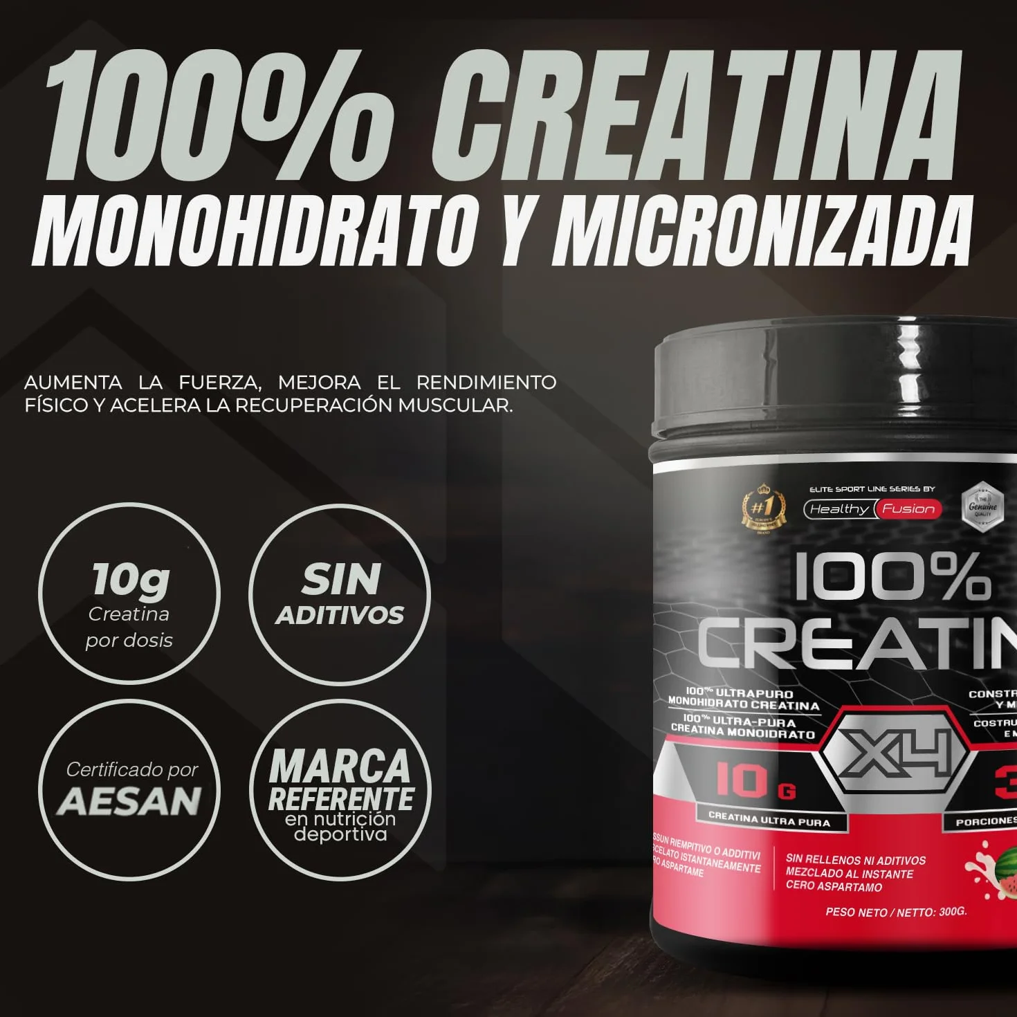 Healthy Fusion Creatina Monohidrato 300g Sabor Sandía