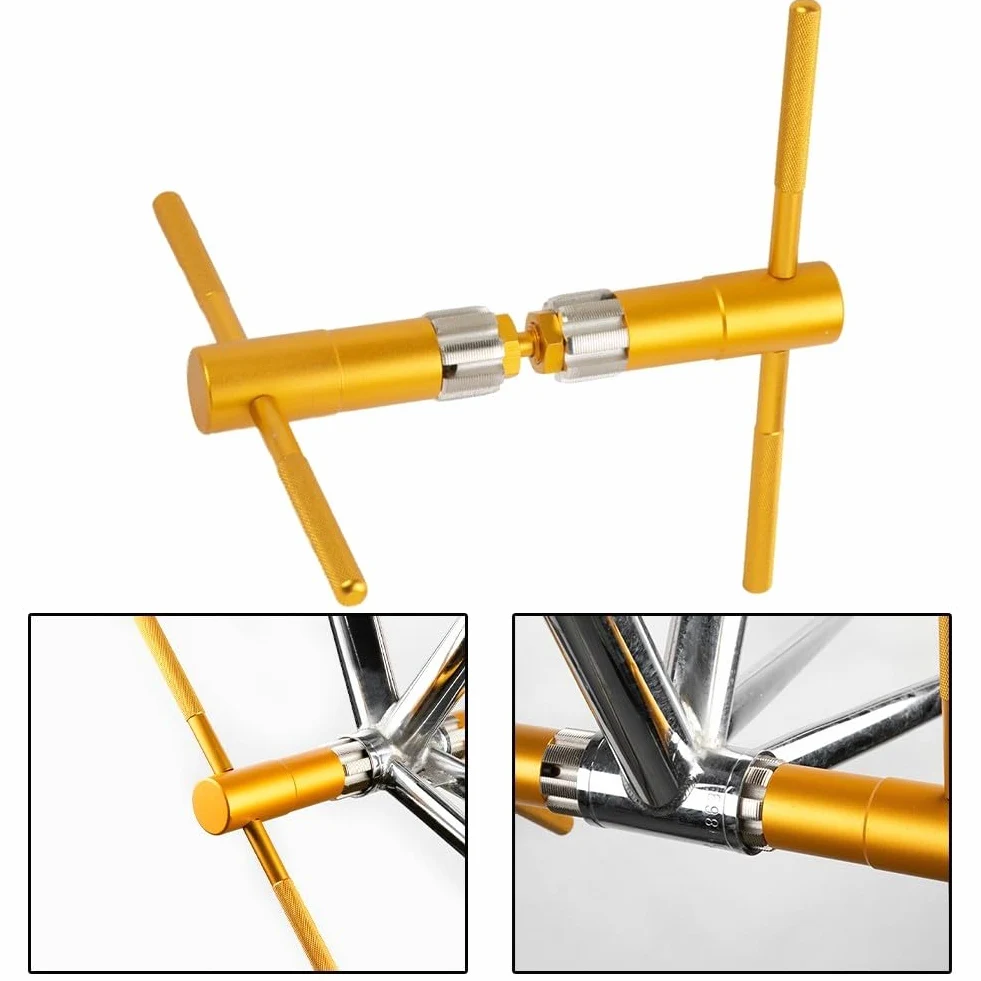 Juego de reparación de roscas BC1.37x24 para pedalier de bicicleta BC1.37x24 para marcos de acero, kit de mantenimiento de bicicleta HSS de 800 g, color amarillo