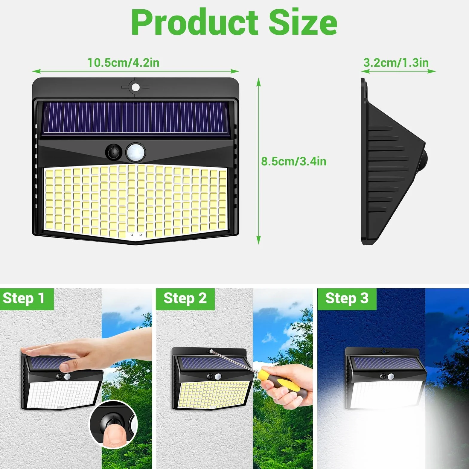 Nipify Focos Solares Exteriores 2 Paquete con Sensor de Movimiento Impermeable para Jardín Patio