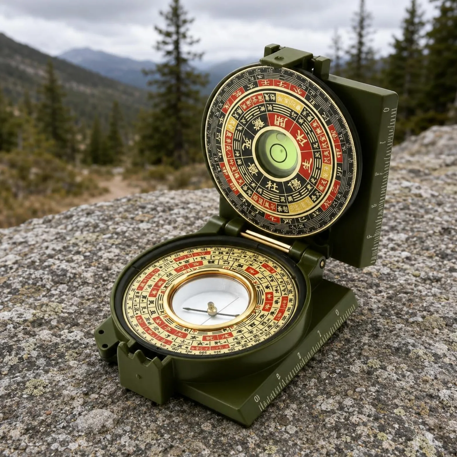 Brújula de Navegación Brújula Plegable Brújula Feng Shui Brújula de Orientación Brújula Portátil con Anillos Concéntricos y Marcas en Grados en