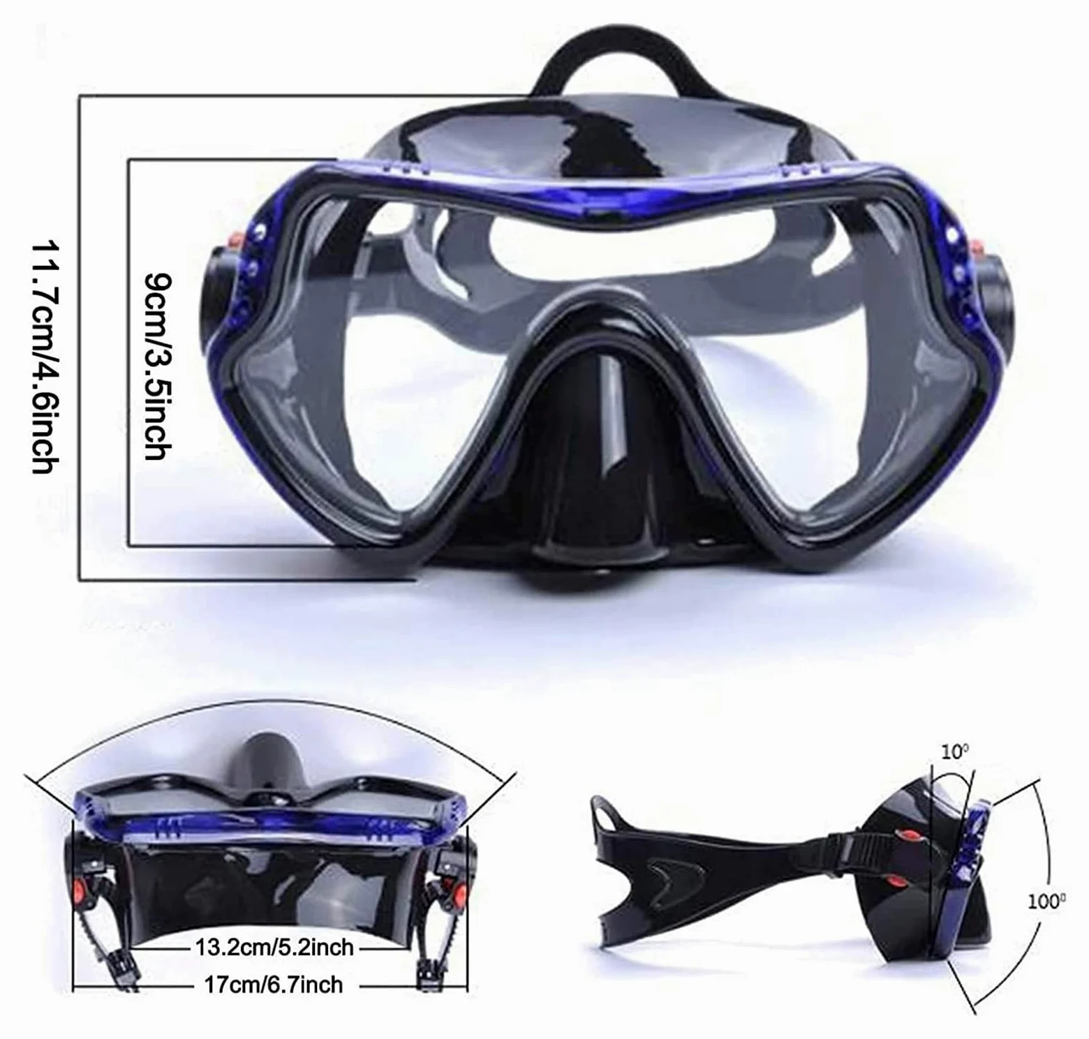 máscara submarina, Máscara de Buceo Snorkel Máscaras Profesionales Visión Amplia Equipo for Deportes acuáticos Gafas Submarino