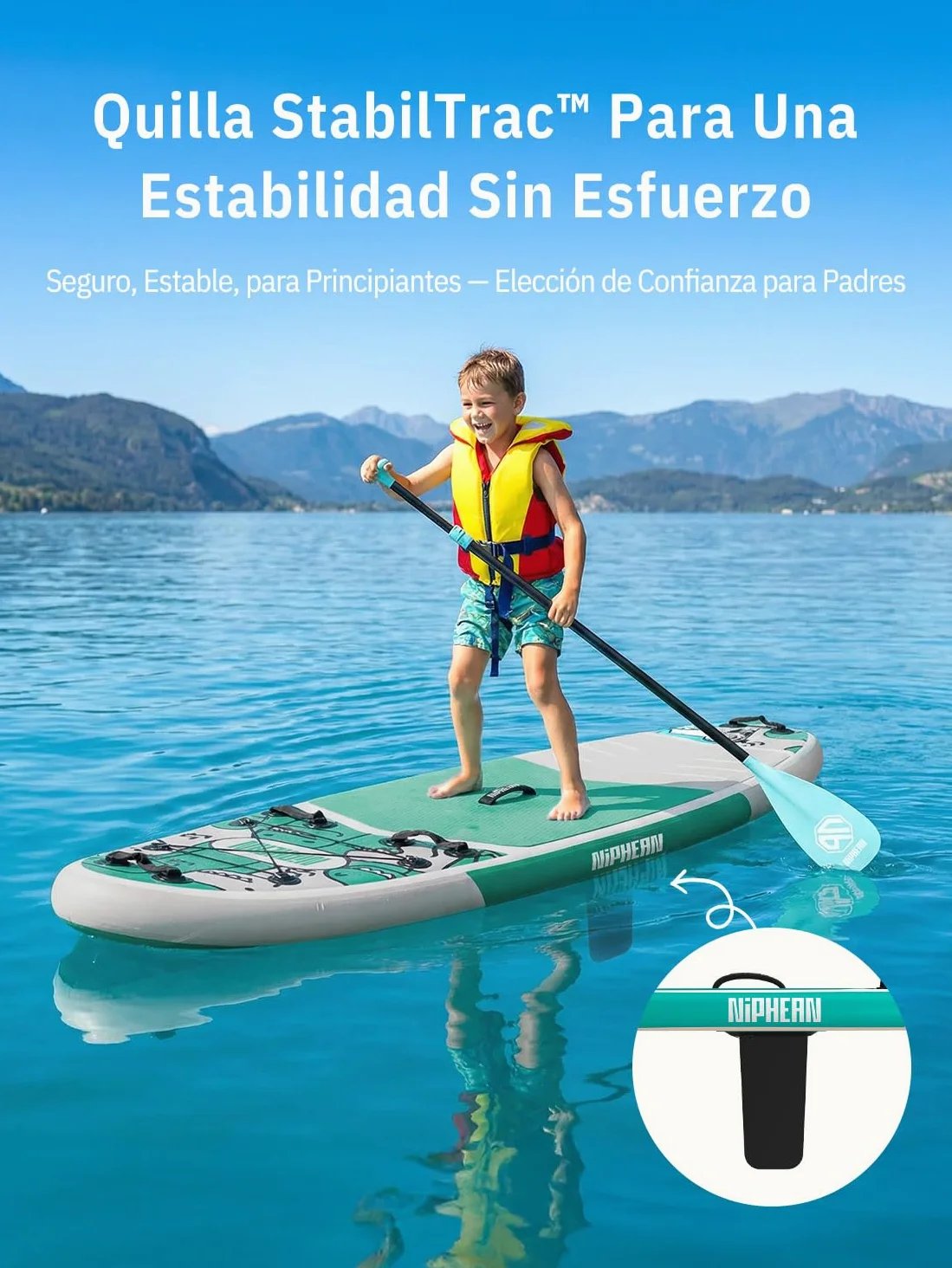 Niphean Tabla Paddle Surf Hinchable con Accesorios 320cm/230cm Sup | Tabla Paddle Surf Rígida, Antideslizante, Kit Reparación, Adultos, Jóvenes, Principiantes, Yoga