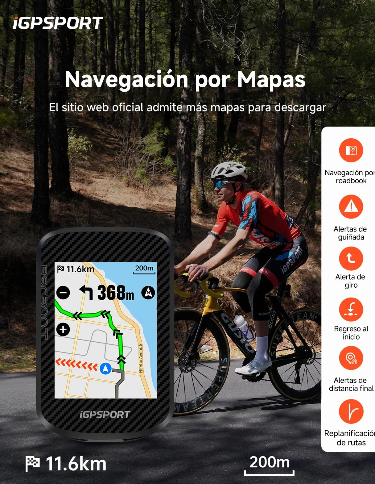 iGPSPORT BSC300T GPS Bicicleta,Navegación con Mapa Pantalla Táctil 2,4'' | Reanudación de Ruta, Cursos de Entrenamiento, Control Di2 y Compatible con Rodillo Inteligente,32GB Ciclocomputador GPS