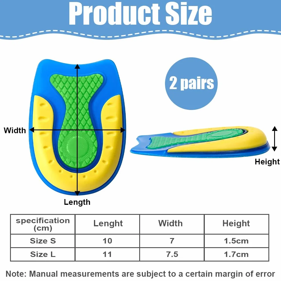 Taloneras de Silicona para Zapatos Aliviar el Dolor Reducir Golpes Plantilla Gel Talón Transpirables Talla L (40-46)