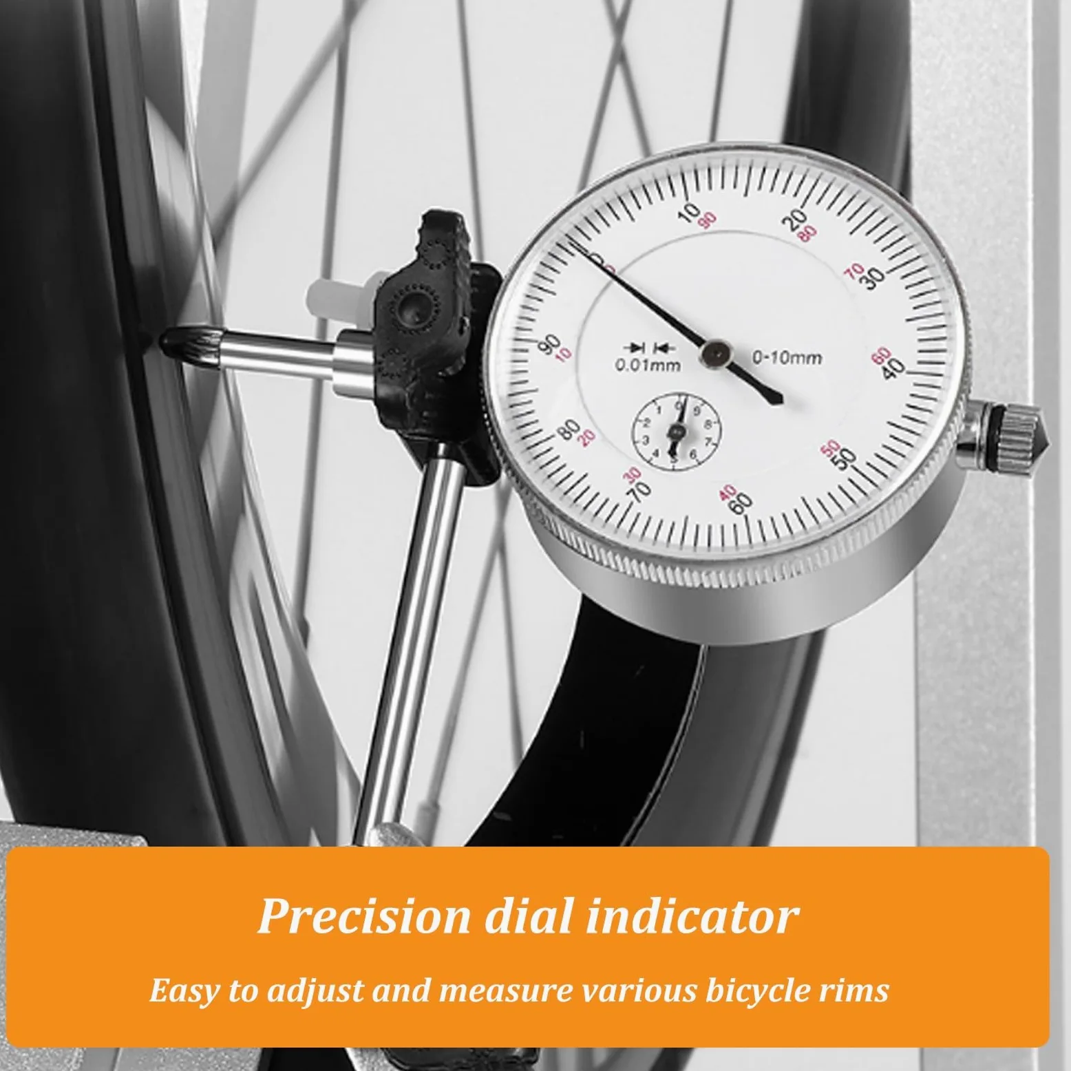 Soporte Rueda de Bicicleta aleación de Aluminio, Ruedas de 16 a 29 Pulgadas Ruedas 700C con indicador cuadrante Herramienta de Equilibrio alineación Soporte reparación de Mantenimiento