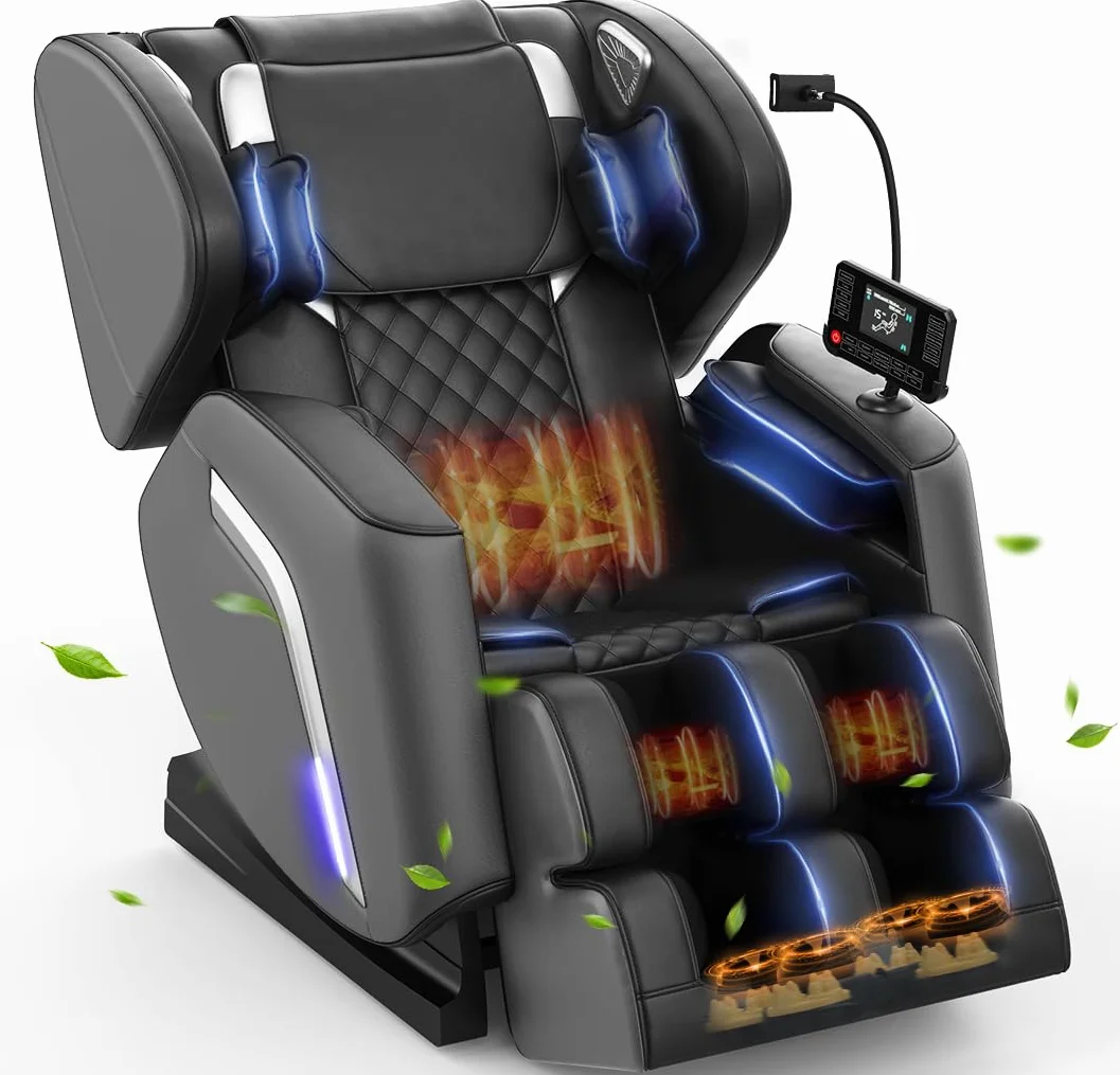 Sillón de Masaje con 14 Rodillos, 9 Airbags, Calefacción Espalda Piernas, Bluetooth, Control Smartphone