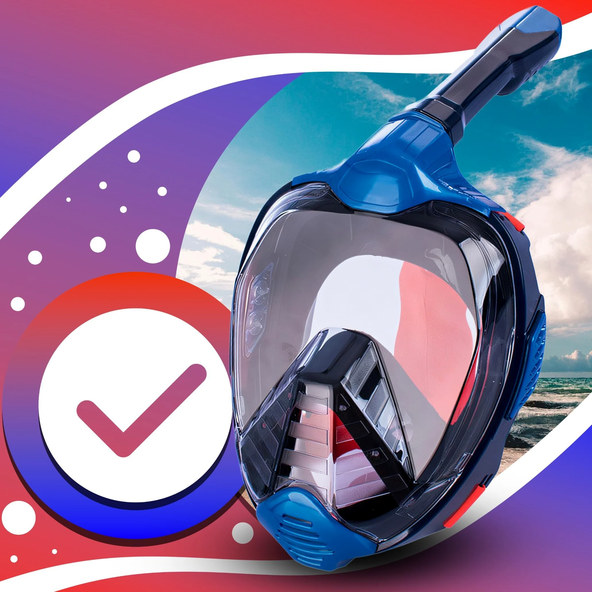 Retoo Máscara de esnórquel, máscara completa para adultos y niños, tecnología L XL, antivaho, antifugas, máscara completa con campo de visión de 180°, gafas de buceo con cámara de ajuste, set de