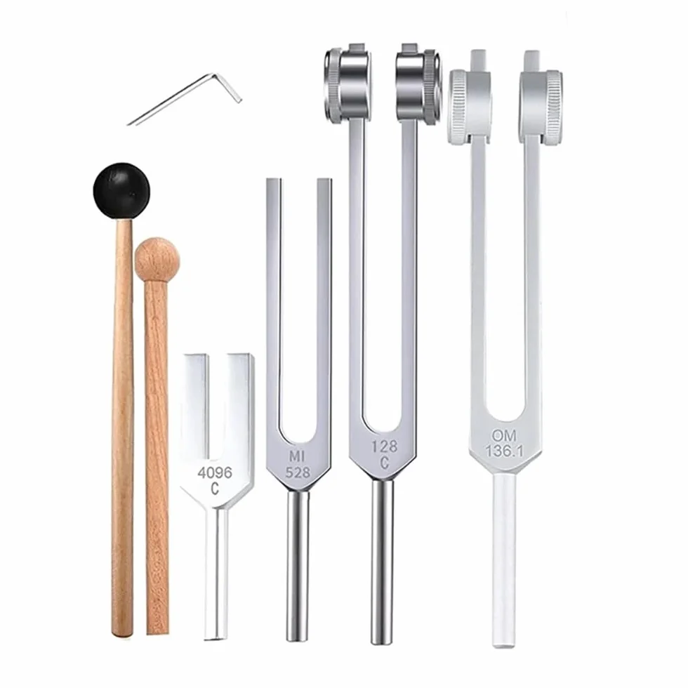 NEWFUN Diapasones 528 Hz 4 Piezas Juego para Terapia de Chakras y Sonido