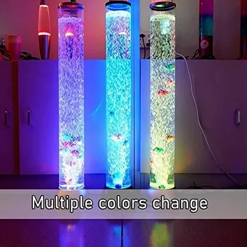 Lámpara de Pie Pez Burbuja 3,3 Pies, Lámpara de Lava LED USB 7 Colores, Regalo para Niños y Adultos