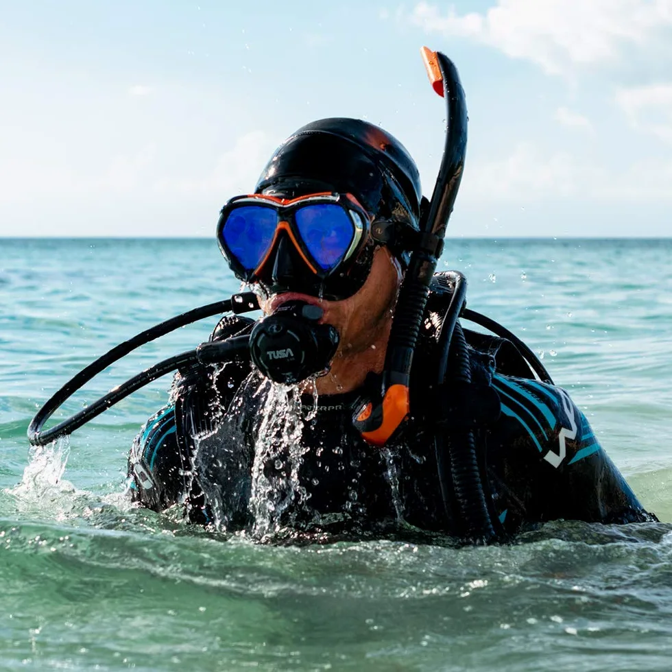 Tusa Paragon Gafas Máscara de buceo profesional adultos UV Filtro óptico Corrección vasos compatible -negro/plateado