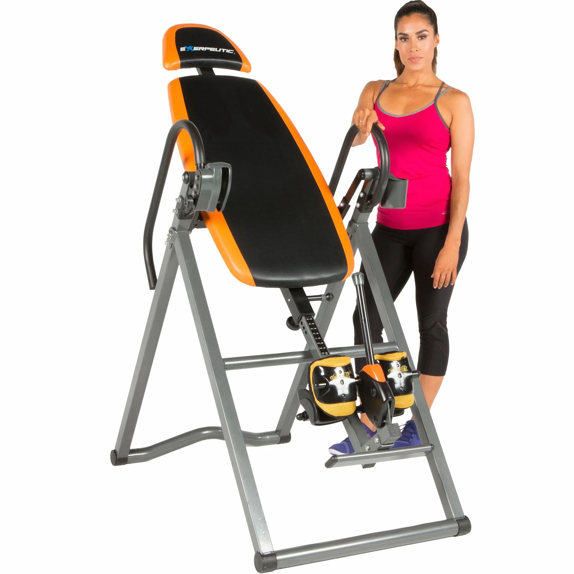 Exerpeutic 475SL - Mesa de inversión con soporte para tobillo sin pellizco y sistema de trinquete de seguridad SURELOCK