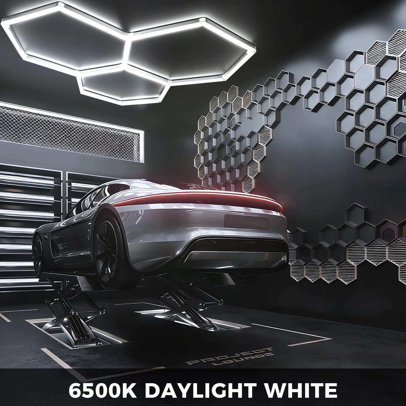 Lámpara de techo LED hexagonal 128W 6500K para garaje taller almacén