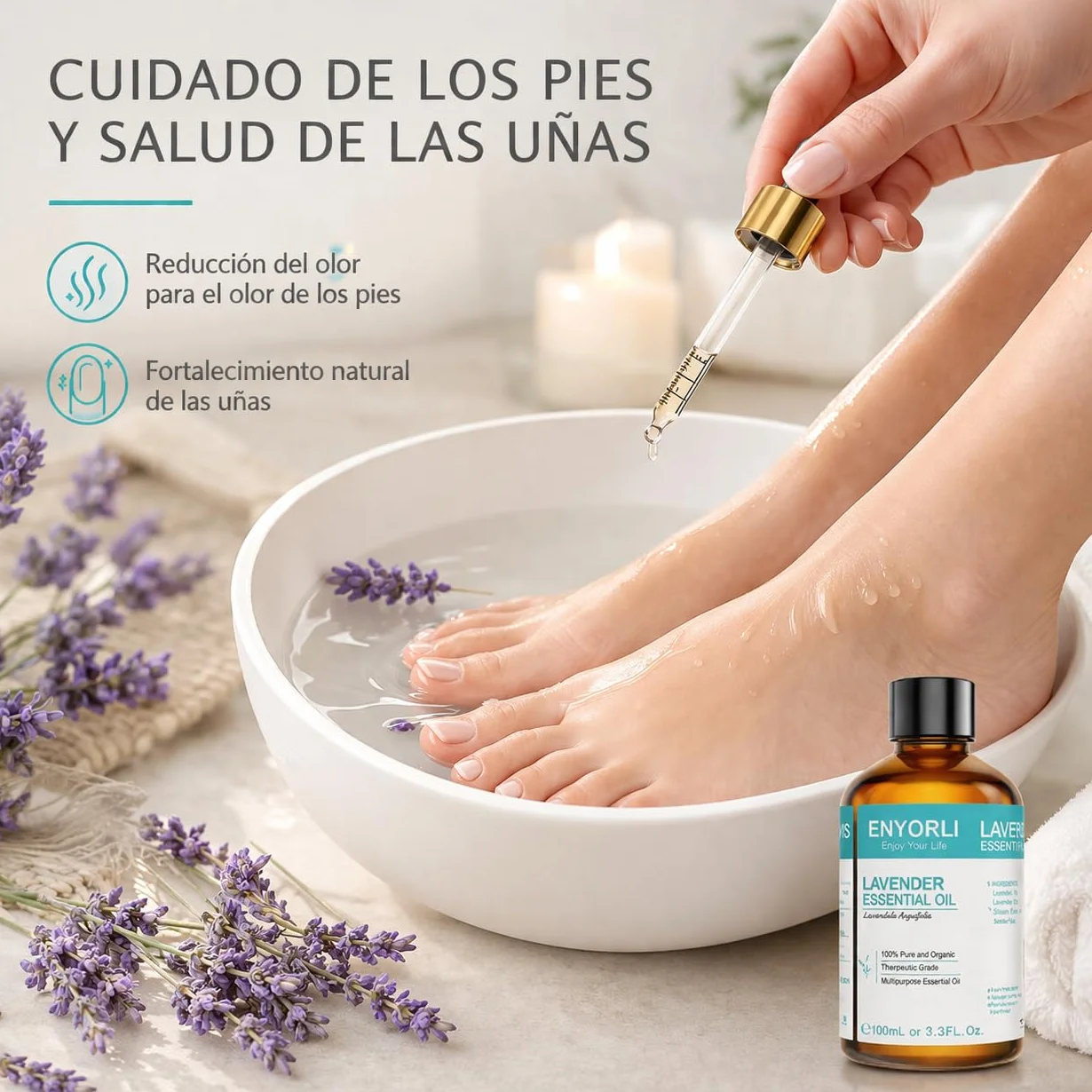Aceite Esencial de Lavanda Orgánico 100ml Favorece el Sueño Relajación Masaje Corporal