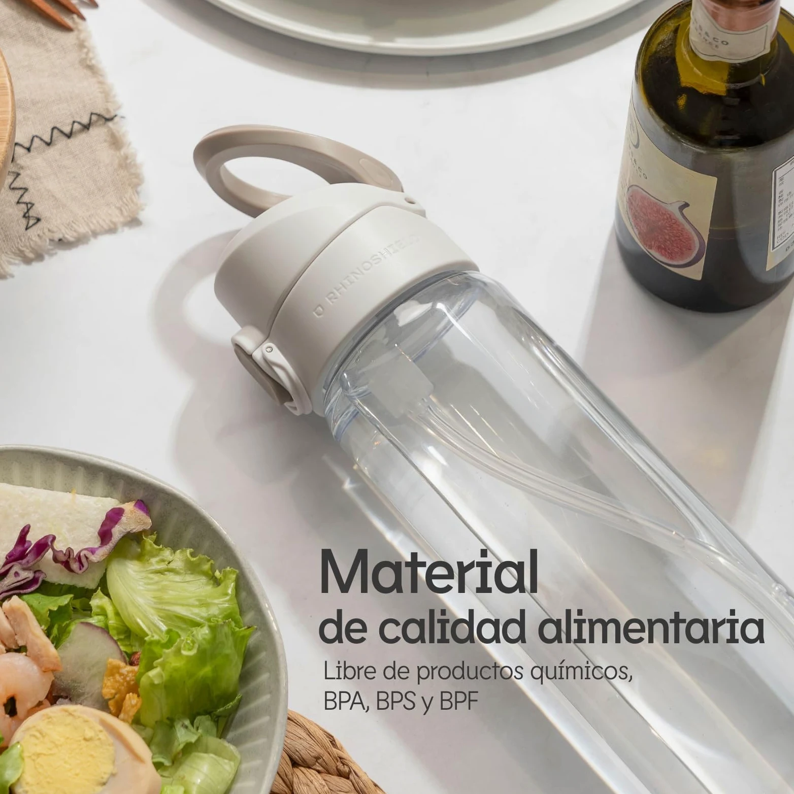 RhinoShield AquaStand Botella Térmica Compatible con MagSafe 700ml - Blanco | Acero inoxidable, botella deportiva sin pajita, asa compatible con MagSafe, trípode multiángulo y cierre hermético.