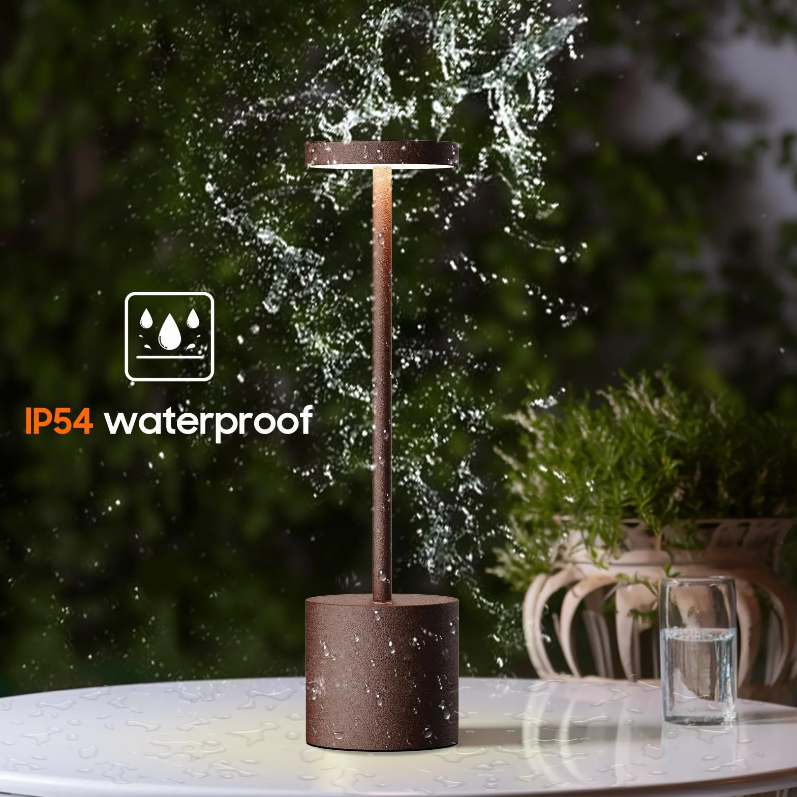 Lámpara de Mesa Inalámbrica 5000 mAh Batería Recargable Metal Corten