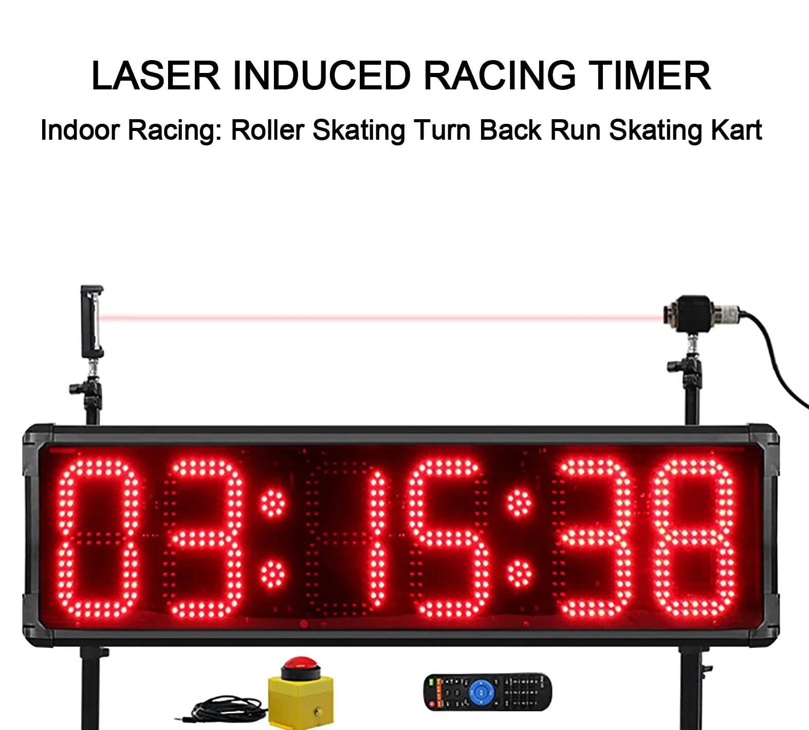 Reloj de carrera deportivo con cronómetro LED, cronómetro de pista, temporizador de cuenta regresiva digital, con sensor y soporte, para correr, carreras, carreras de caballos, patinaje sobre ruedas