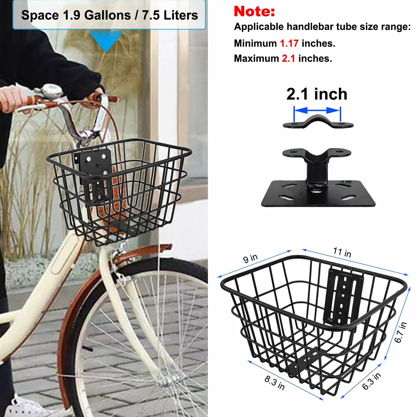 Cesta de bicicleta con red de carga y cubierta, cesta de scooter con soporte fijo, cesta de bicicleta eléctrica de metal para bicicleta eléctrica Jetson, scooter, scooter de rodilla y bicicleta