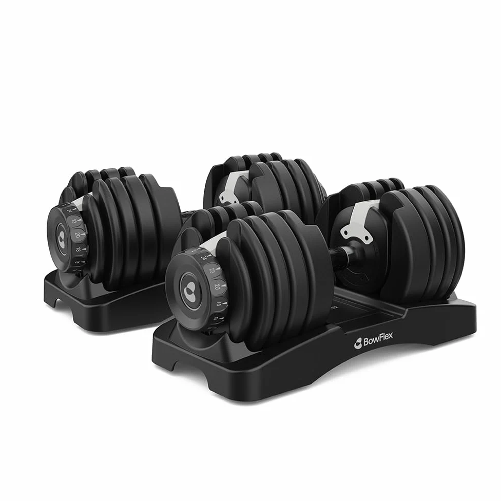 Bowflex SelectTech 52 Par de Mancuernas Ajustables, 2–24 kg Cada Una, Selección rápida patentada con dial, Pesas Compactas Para Home Gym, Compatible Con JRNY
