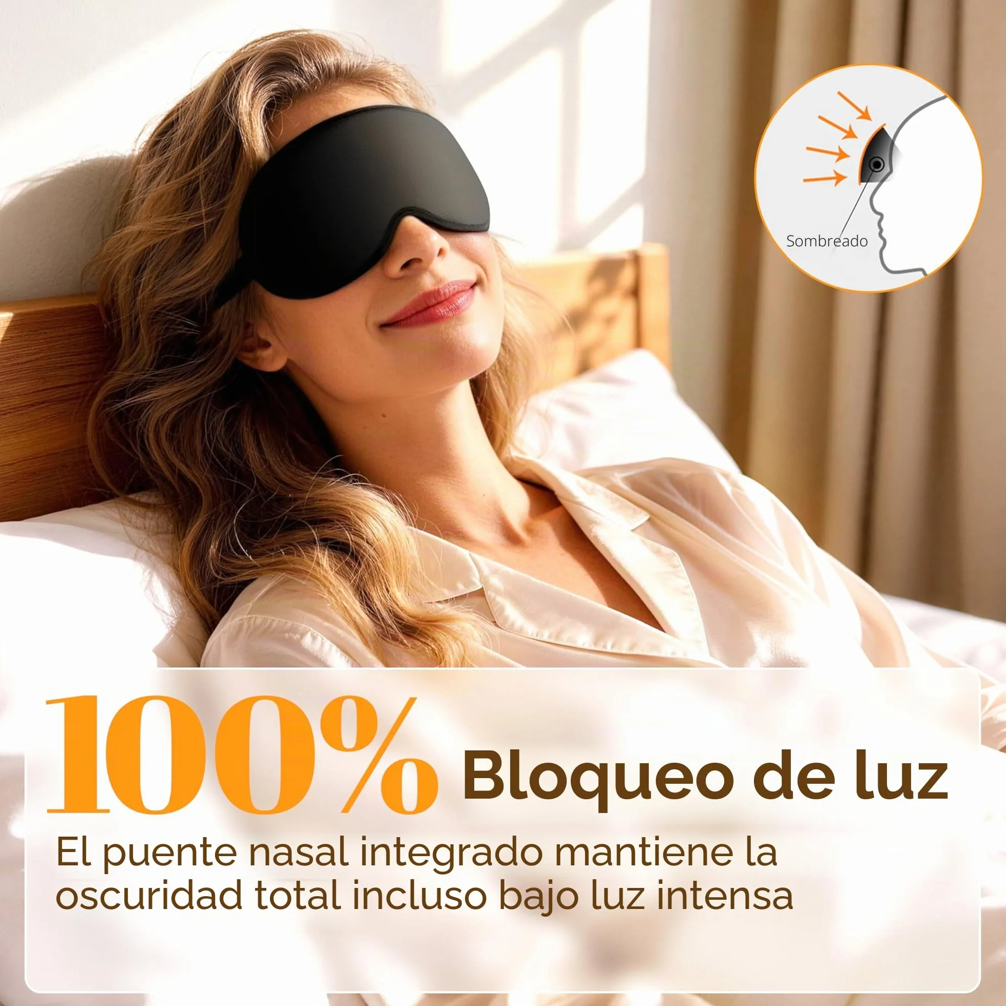 Gritin Antifaz para Dormir 3D Máscara Ultrasuave Ajustable Ergonómico Sin Presión Ocular