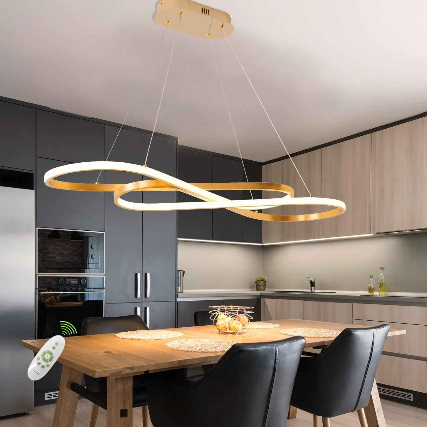 Lámpara de Araña LED Dorada 100 cm Altura Ajustable para Isla de Cocina