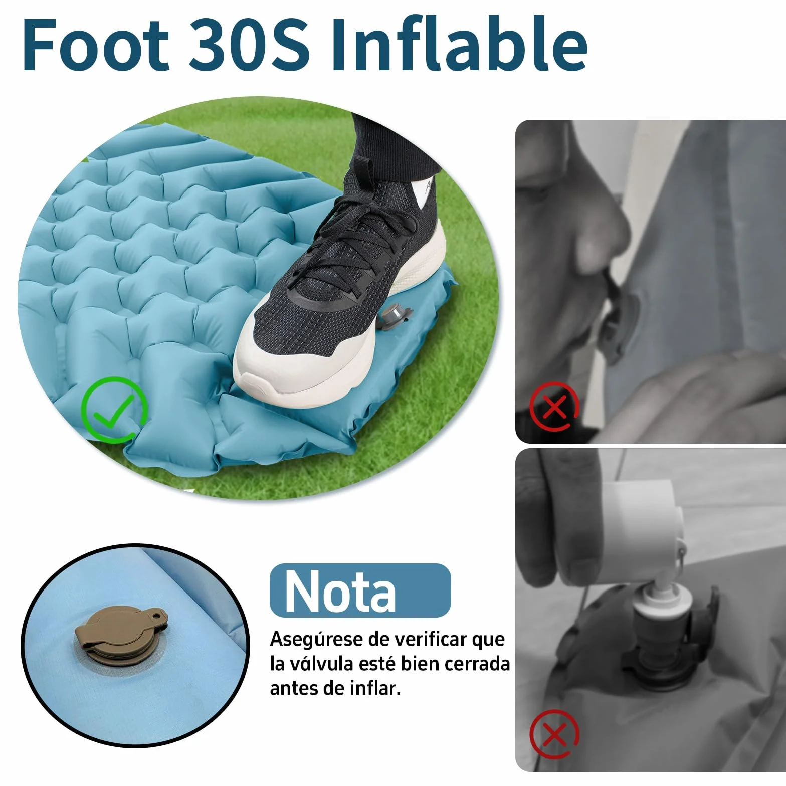 Colchón Inflable Ultraligero (Almohada). Colchón Inflable portátil para Playa, Camping y Senderismo. (Azul)