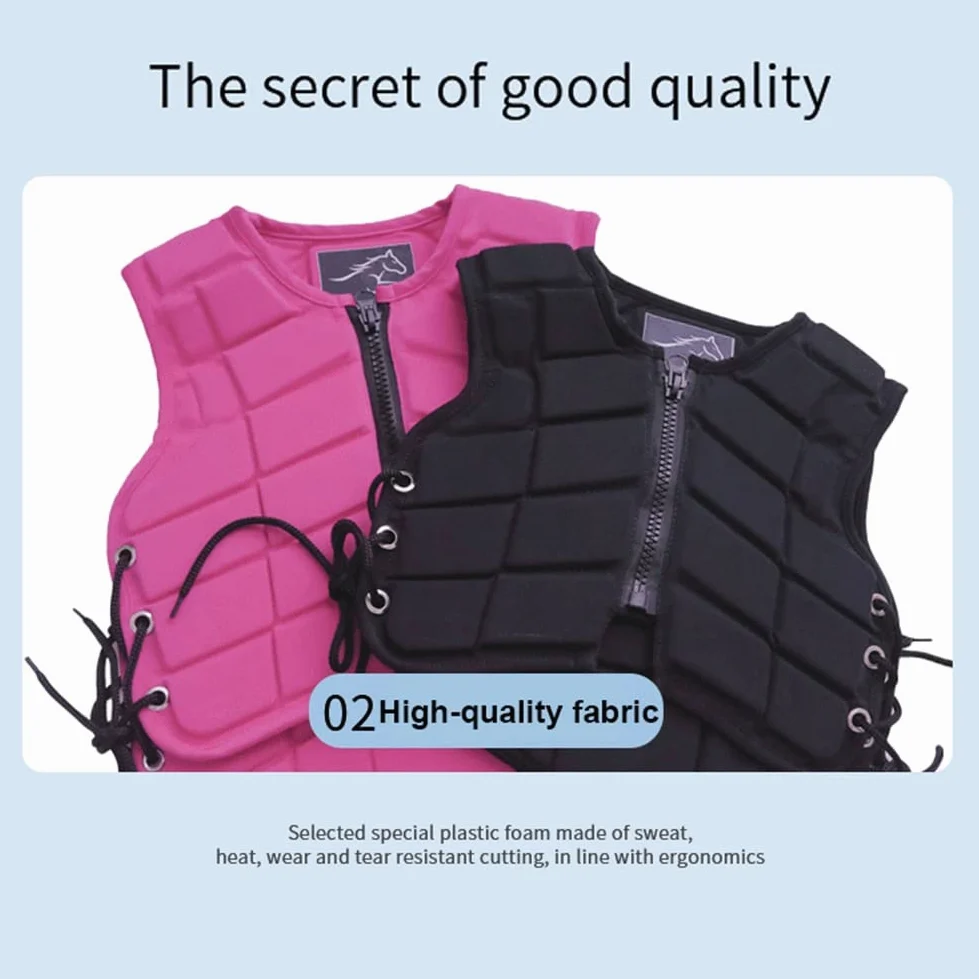 Protector de Espalda Chaleco de Entrenamiento de equitación Protector de Espalda Equitación con amortiguación Deportiva Acolchado para niños y Adultos (Negro CL)