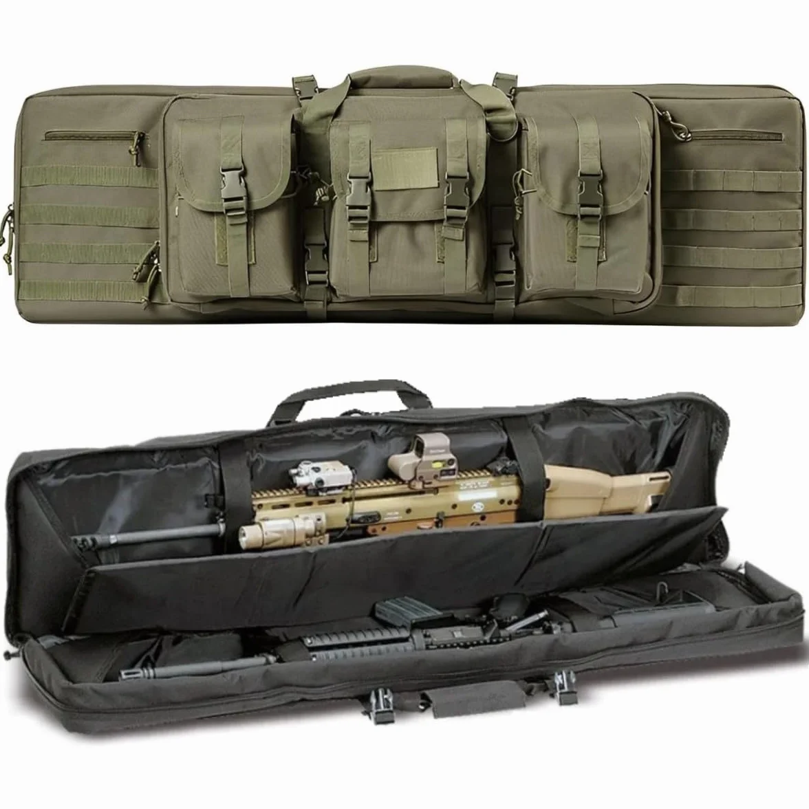 ACEXIER Funda Doble para Rifle Acolchada con Cierre para Carabina Mochila con System Molle