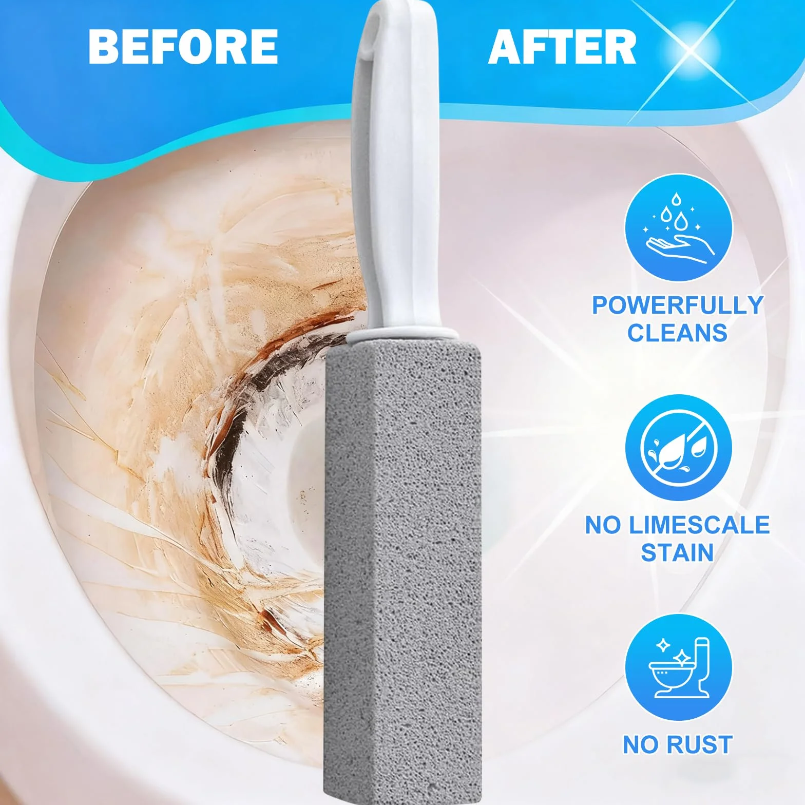 Piedra Pómez Limpiador para Inodoro Baño Cocina 4+3 Cepillos Limpia Manchas Difíciles