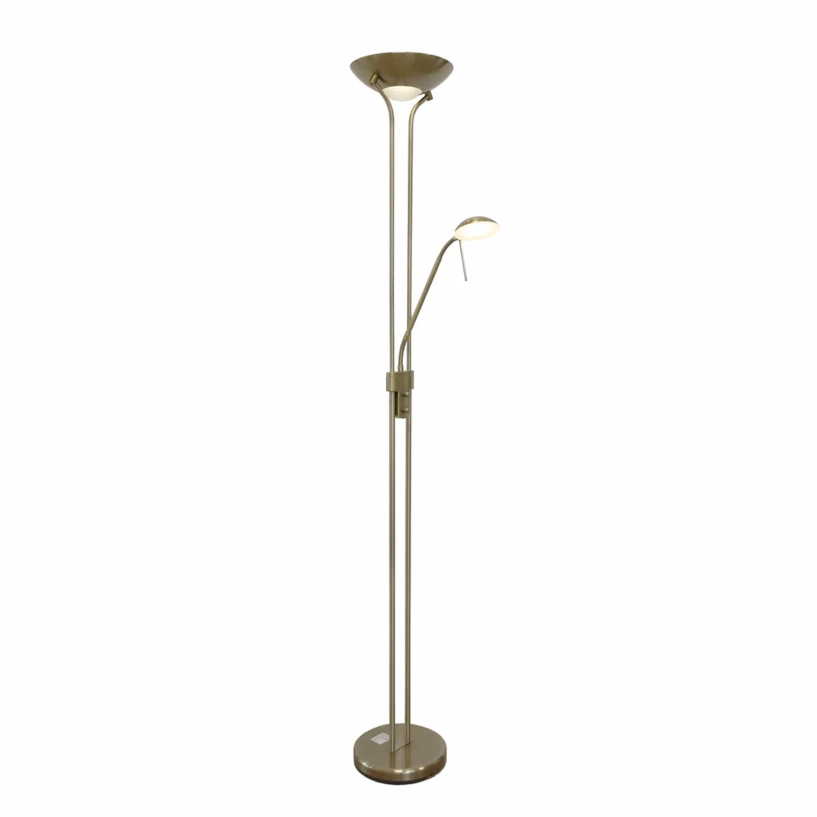 Lámpara pie salón LED SMD metal oro viejo 17W 3000K 1600lm H180cm Ancho 50cm IP20