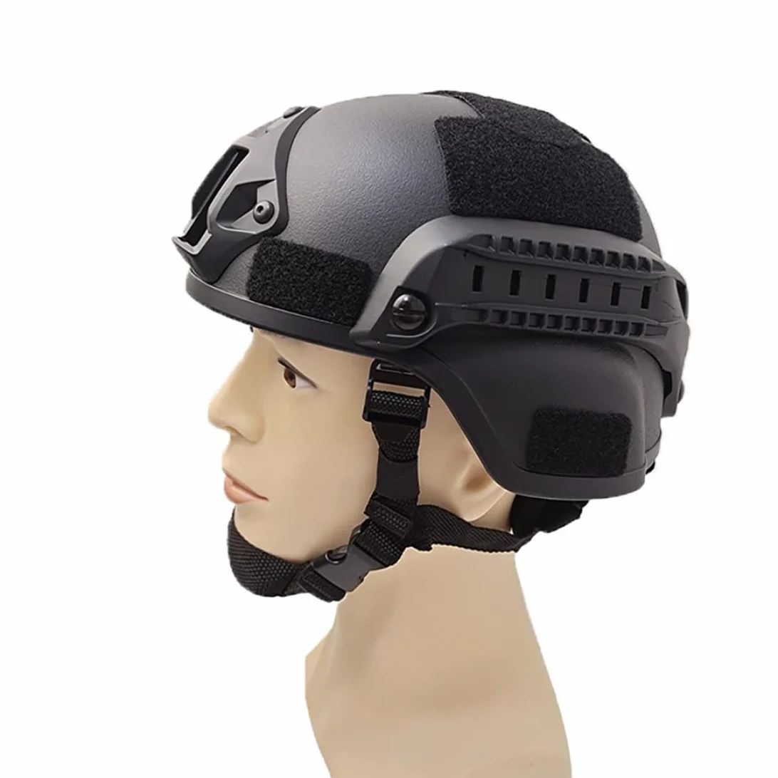 Tamaño de Casco de Airsoft rápido de Airsoft Casco Universal Casco Ajustable Rail Lateral NVG Montaje Protector de protección para Caza, Negro