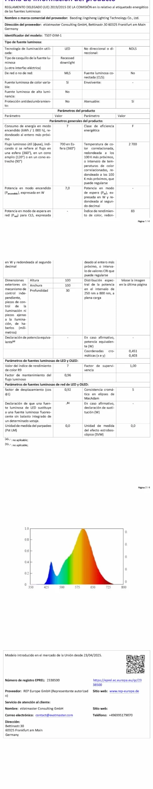 Foco LED empotrable IP44 7W 700lm 2700K-6000K ajustable blanco lote 10 unidades