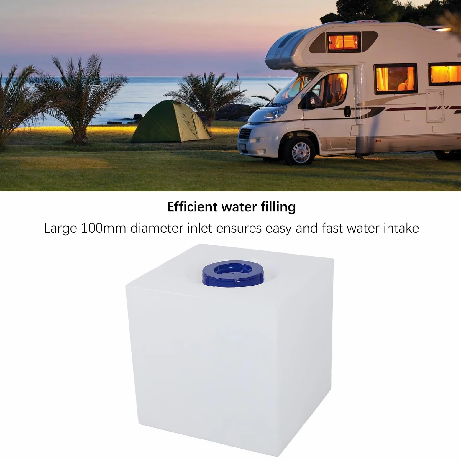 Tanque de Agua para Vehículos Recreativos, Tanque de Agua de Depósito Cuadrado Resistente Al Impacto, Buena Dureza y Tanque de Retención de Aguas Grises, para Remolque, Barco y
