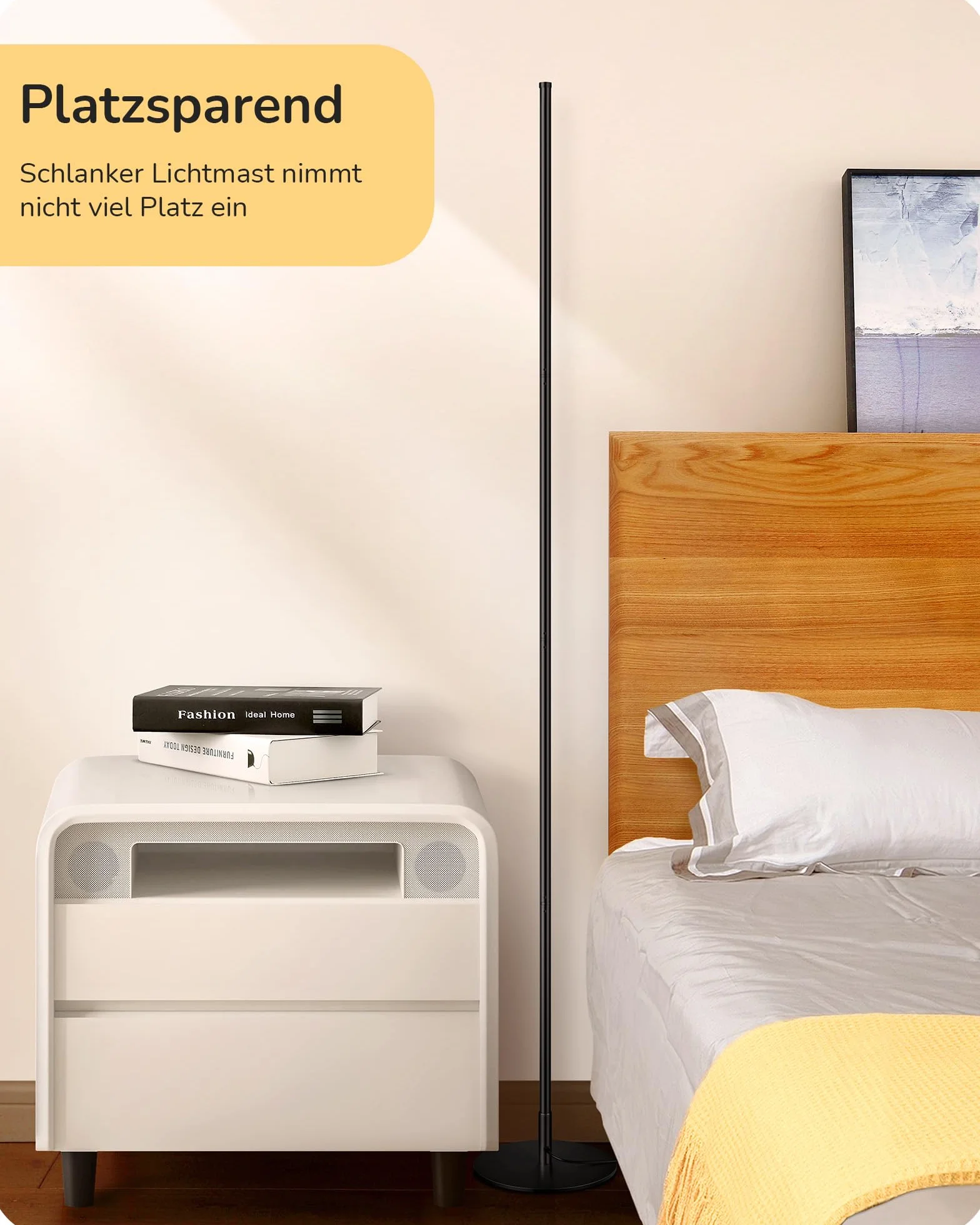 EDISHINE Lámpara LED de pie intensidad variable continua 3000K luz blanca cálida interruptor de pie moderna dormitorio sala de estar