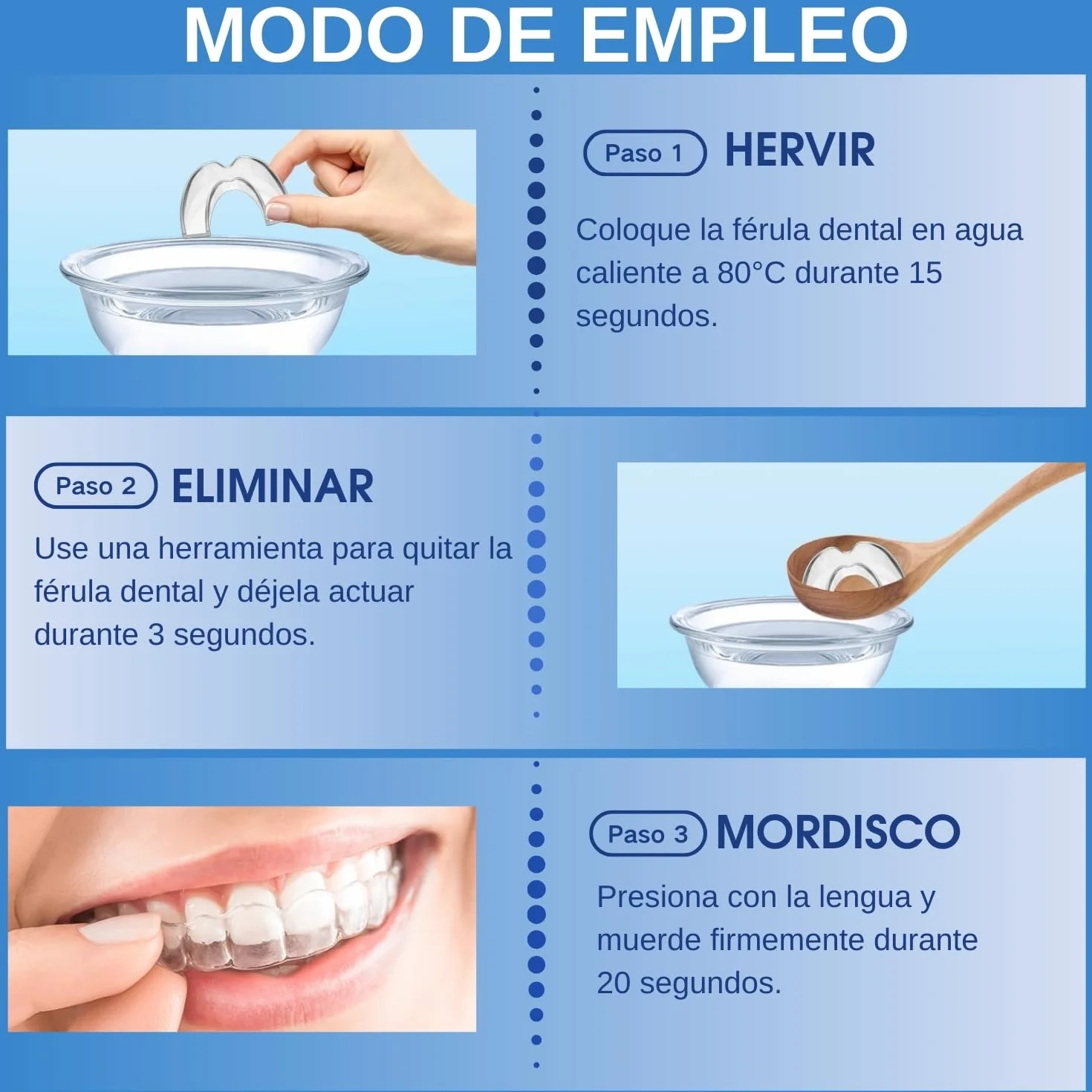 Ferula Descarga Bruxismo 4 Piezas 2 Tamaños, Protector Bucal Dental para Dormir