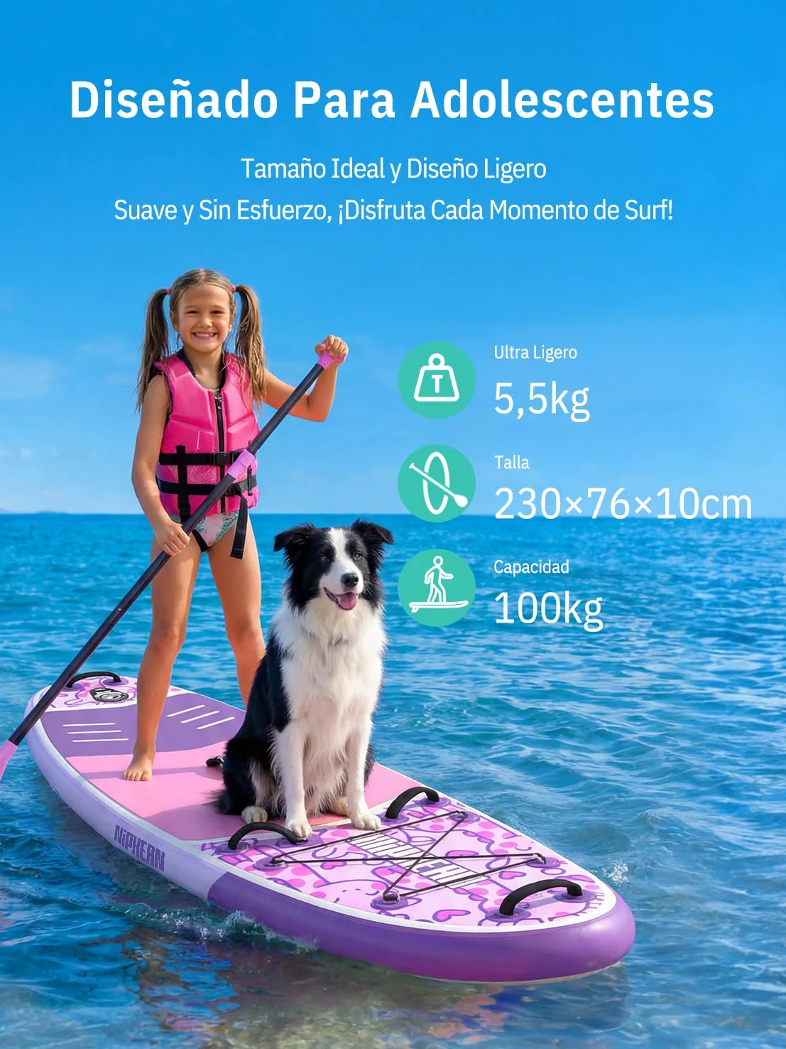 Niphean (Extra Grande) Tabla Paddle Surf Hinchable para 2+1 Personas/Familia, Paddle Surf con (Apto para Principiantes) Aleta Equilibrada, Funda Waterproof, Sup Board para Adultos, Regalo