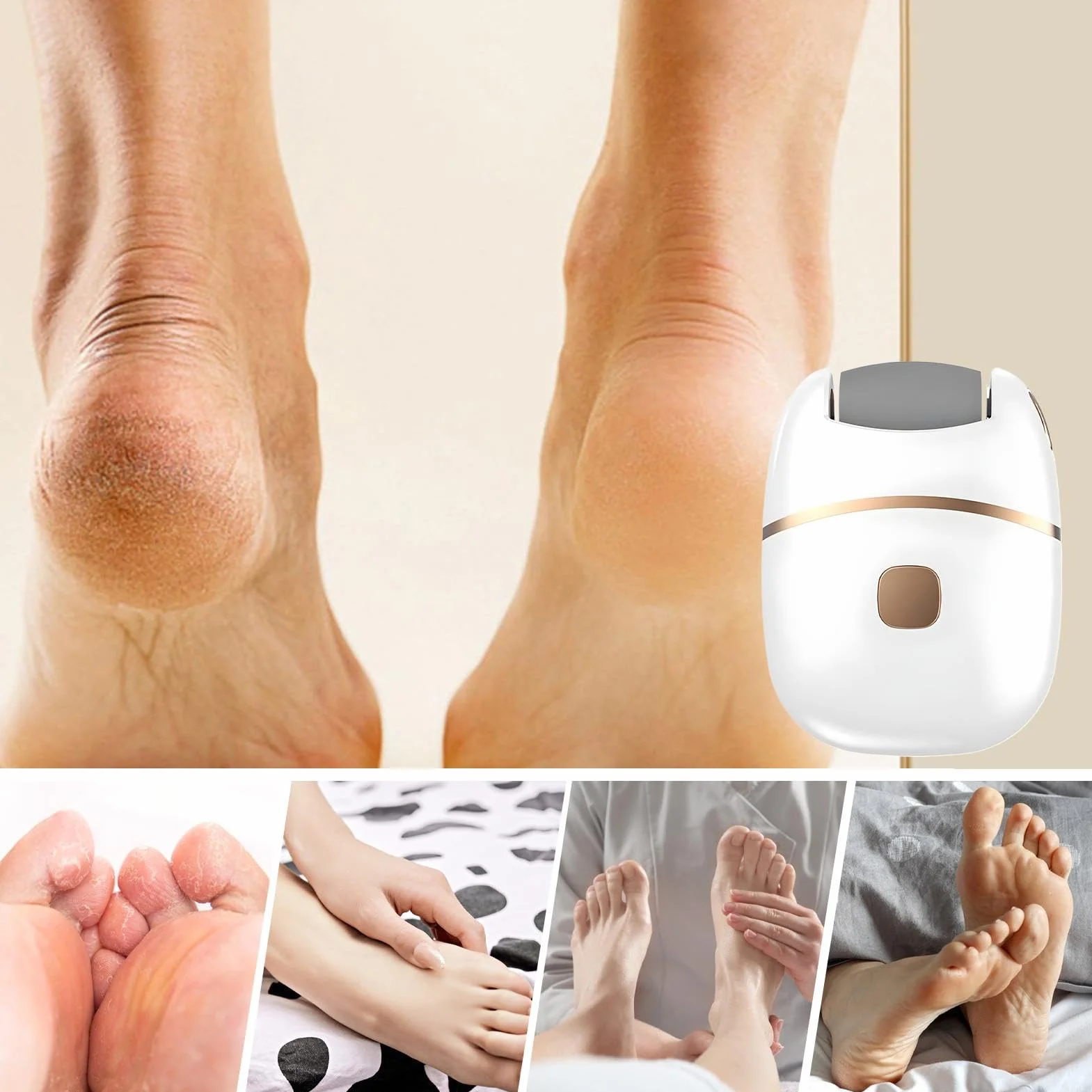 Removedor de callos eléctrico de pie, amoladora de 2 velocidades, pedicura eléctrica con 1 cabezal