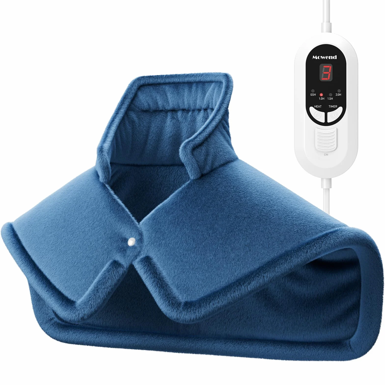 Mowend Almohadilla Térmica Eléctrica para Cuello, Hombro con Calentamiento Rápido, 6 Niveles de Temperatura y Apagado Automático, Manta Eléctrica Lavable a Máquina para Seco y Húmedo (58 x 42 cm)