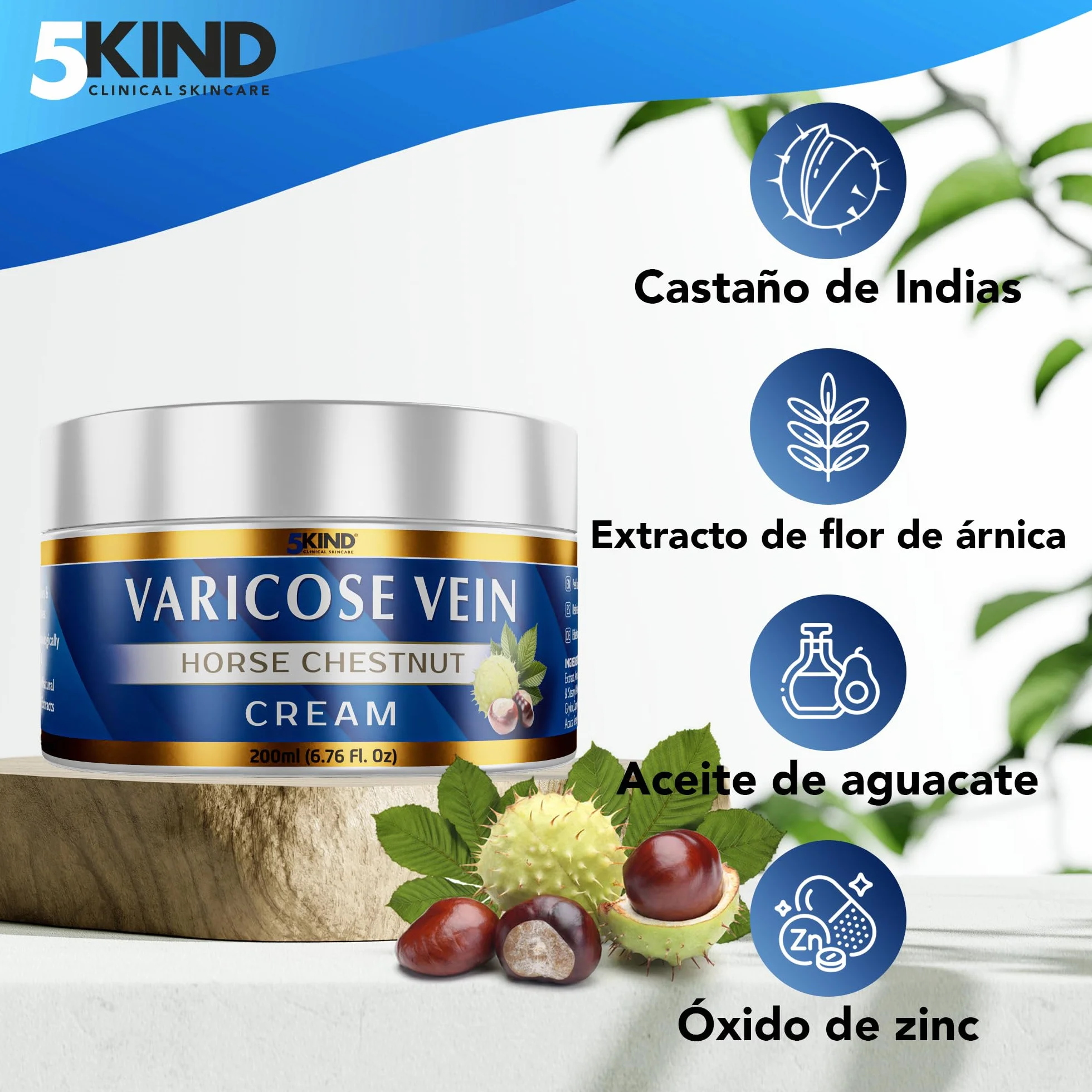 Crema profesional para varices 200 ml - Tratamiento piernas cansadas - Castaño de Indias - 7 ingredientes naturales