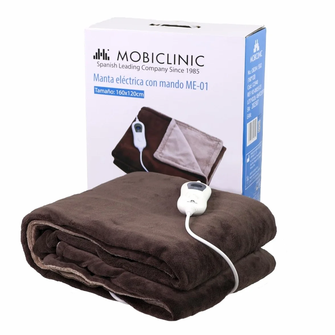 Mobiclinic Manta eléctrica 160x120 cm 100W Temperatura regulable Apagado automático Lavable 3 ajustes de calor