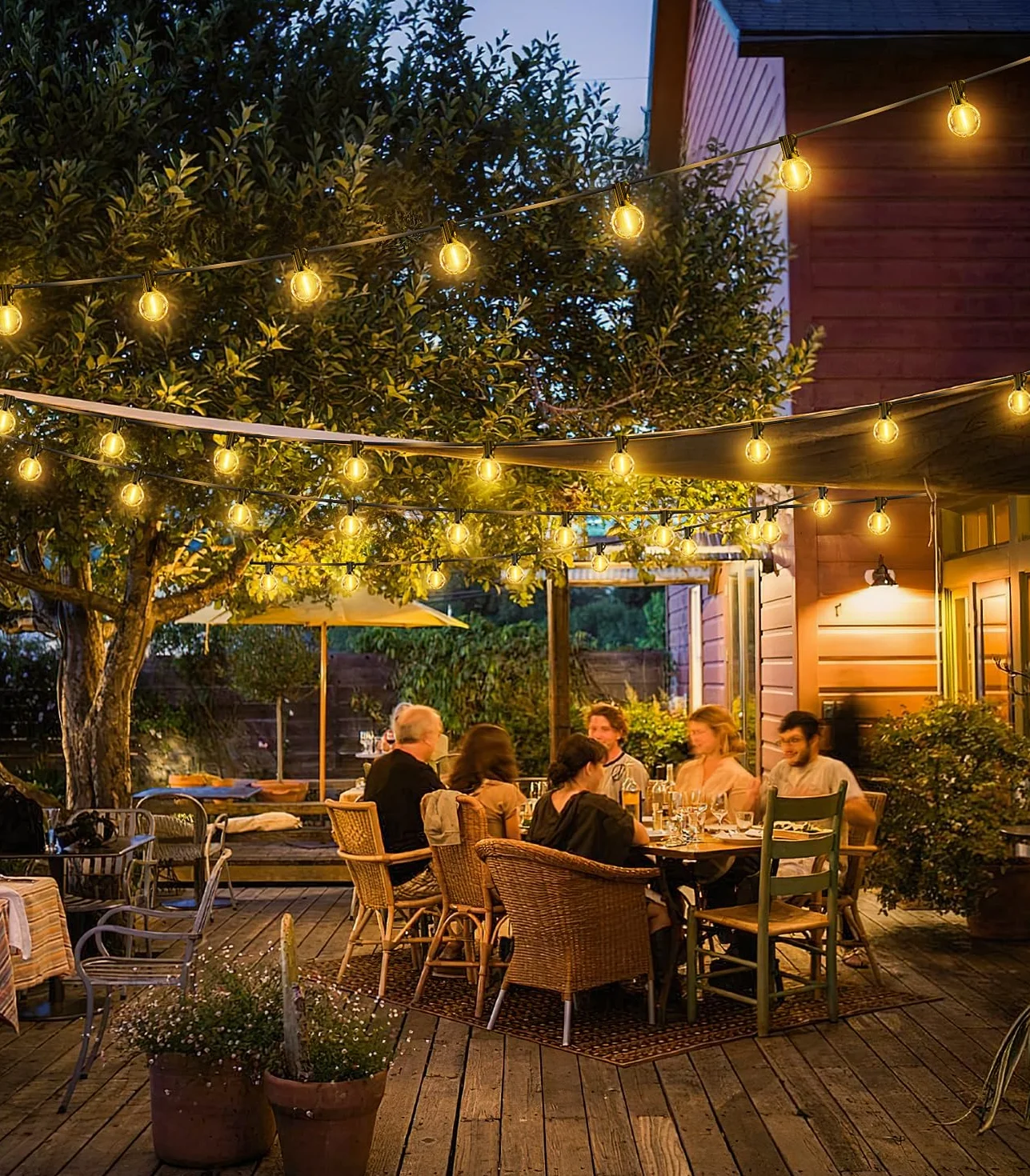 Guirnaldas Luces Exterior LED 20M G40 IP44 Impermeable Cadena de Luz Jardin